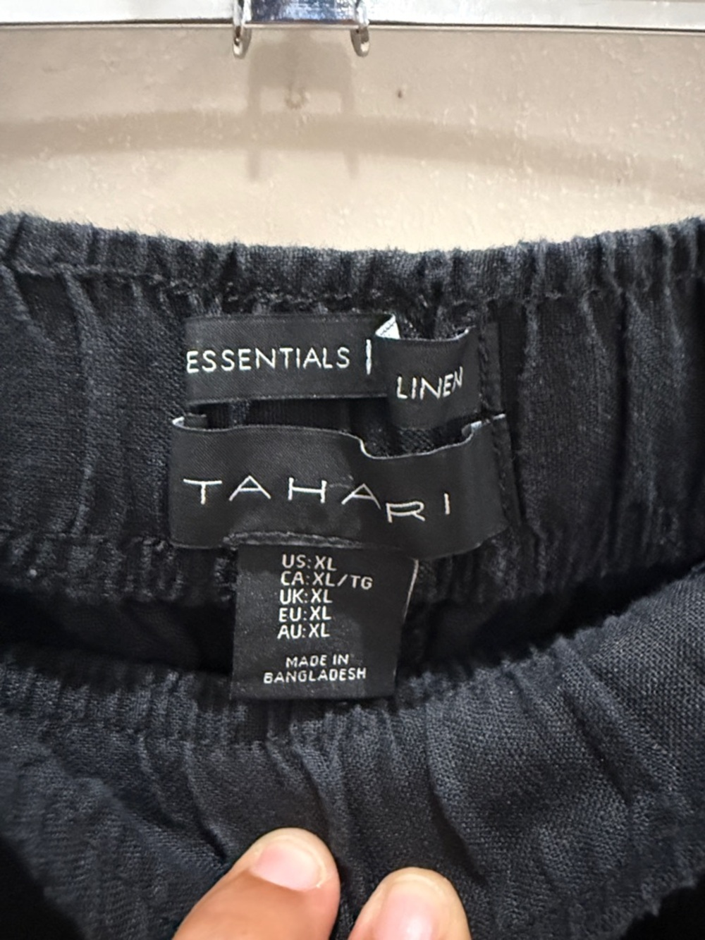 Tahari Black Wide-Leg Linen-Blend Pull-On Pants - Picture 2 of 8